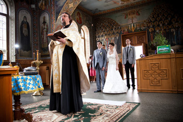 Orthodox wedding ceremony inside of church