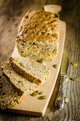 Irish bread with grains and raisins