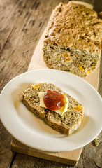 Irish bread with butter and jam
