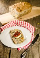 Irish bread with butter and jam