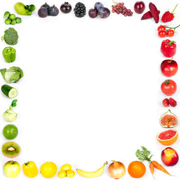 Rainbow collection of fruits and vegetables - frame