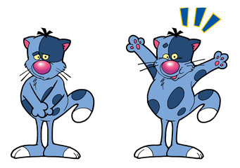 sad and happy cartoon kitten