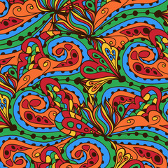 Seamless abstract hand-drawn waves pattern, wavy background.