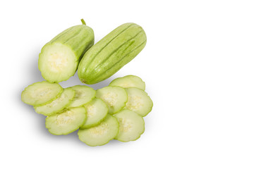 Sliced fresh cucumber.