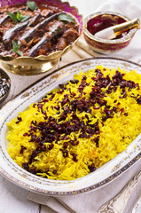 Sereshk Polo with Xoresht-e Badenjan