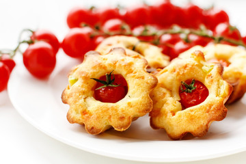 cakes with cherry tomatoes