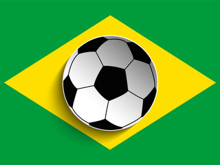 Brazil Flag with Soccer Ball Background