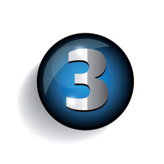 Number 3 steel button