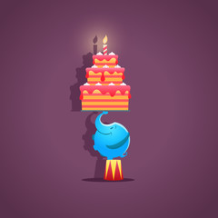 Happy Birthday - Circus elephant with birthday cake
