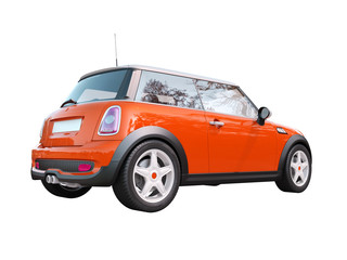 Modern compact car isolated