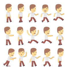 urban character set in different poses. simple flat design.
