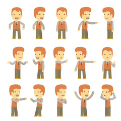 urban character set in different poses. simple flat design.