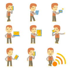 urban character set in different poses. simple flat design.