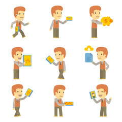 urban character set in different poses. simple flat design.