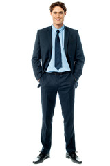 Young stylish smiling sales executive