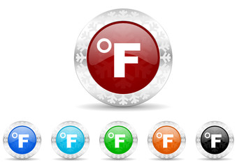 fahrenheit icon christmas vector set