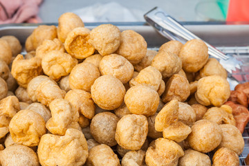 Fish ball was fried and sale in street market of Thailand