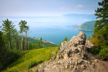 Scenic landscape at the Baikal lake