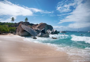 Sierkussen The Bath Beach at Carribean Island Virgin Gorda, Tortola © XtravaganT