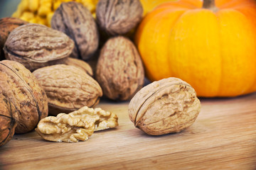 Walnuts and pumpkin macro