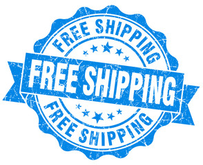 Fototapeta premium Free shipping grunge blue vintage round isolated seal