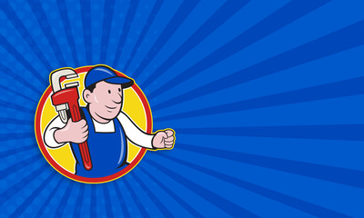 Plumber With Monkey Wrench Cartoon