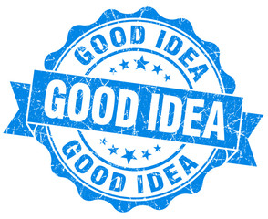 Good idea grunge blue vintage seal on white