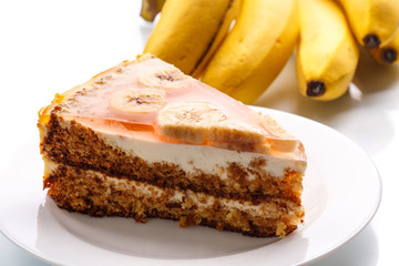 Honey cake with bananas