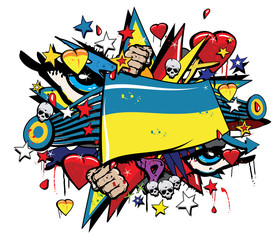 Ukraine flag graffiti Kiev protests Україна прапор України
