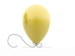 One single yellow balloon isolated