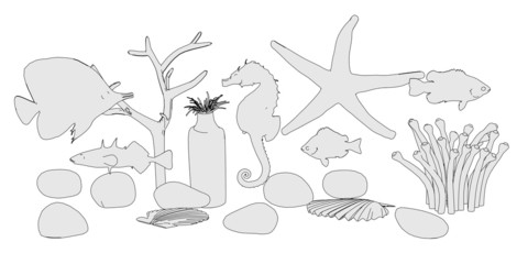 cartoon image of aquarium life