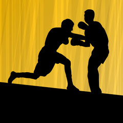 Boxing active young men box sport silhouettes vector abstract ba