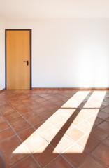 Architecture, interior, empty room with terracotta floor