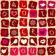 Love greeting card or seamless pattern