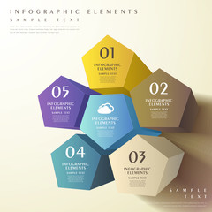 abstract 3d pentagonal prism infographics