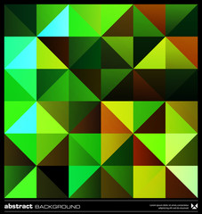 Abstract green triangles background. Vector.