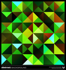 Abstract green triangles background. Vector.