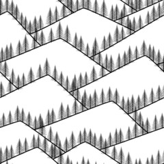 seamless abstract mountains with fir background