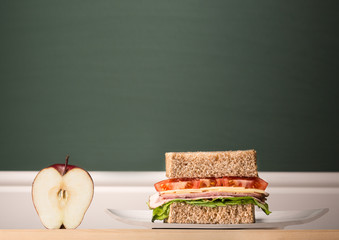 Sandwich and apple