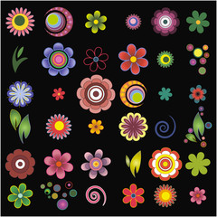 Set elements of design (flowers)