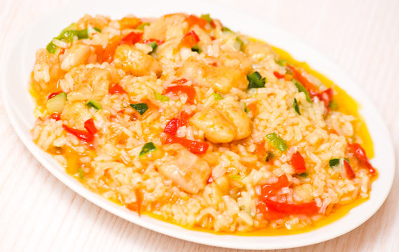rice with vegetables and fish