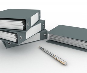 3d rendering folders for papers and pen