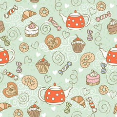 Seamless pattern with sweets