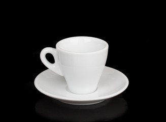 white cup and white saucer with reflection