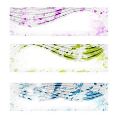 set of three vector very abstract banners with transparent lines