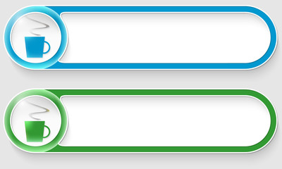 blue and green vector abstract buttons with cup of coffee