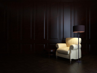 armchair and  floor lamp