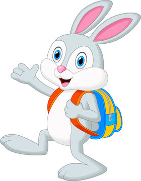 Rabbit cartoon with backpack