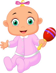 Baby boy with musical toy