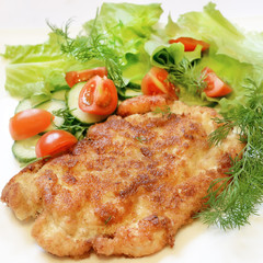 Chicken schnitzel with vegetables